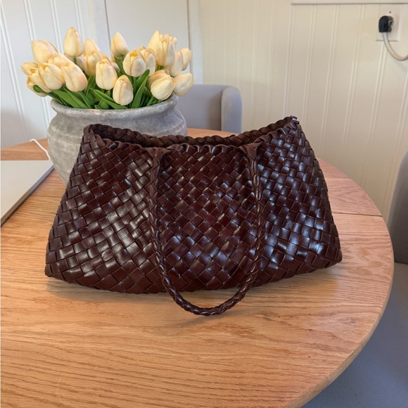 Dragon Diffusion style Woven Leather Tote Bag - Brown - Picture 3 of 5